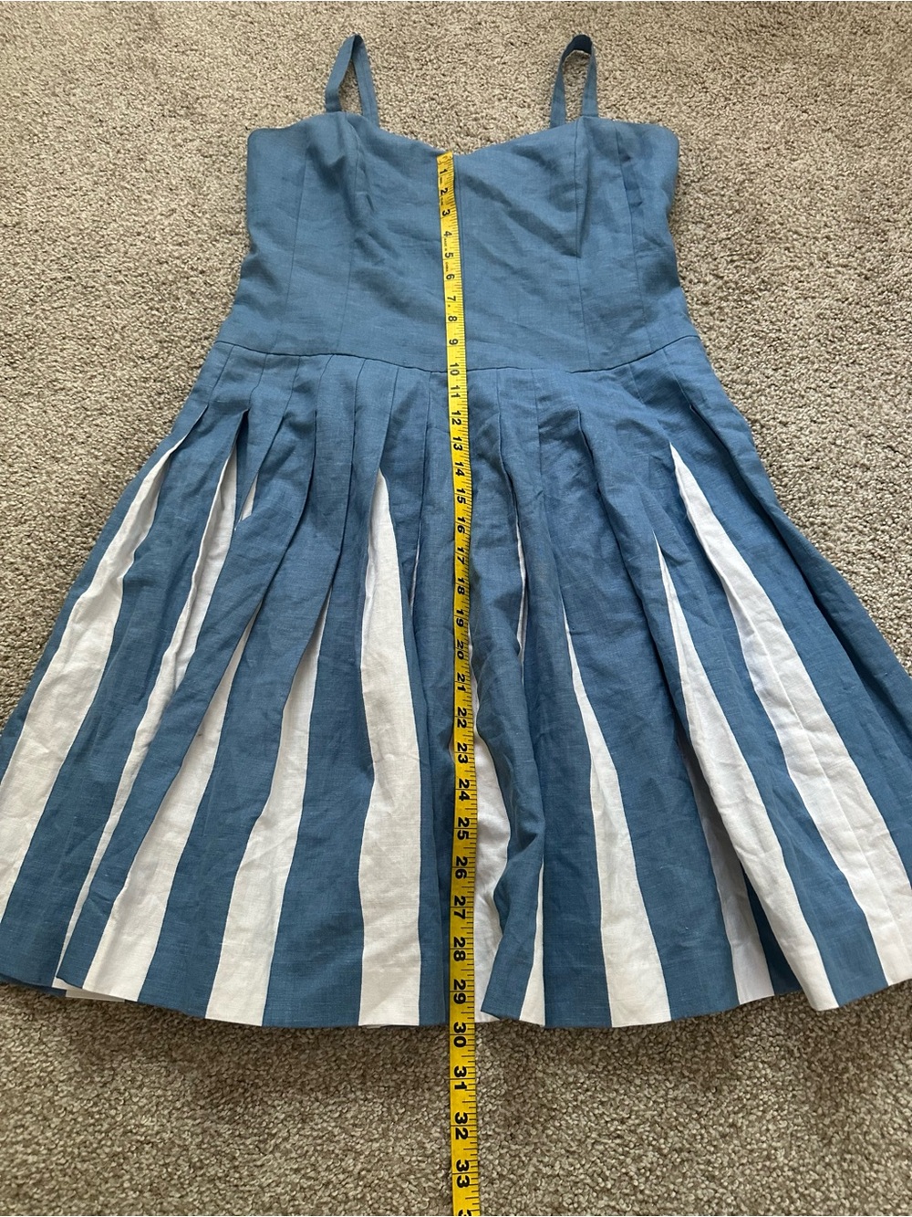 Boden Matilda Blue & White Pleated Linen Cotton Midi Dress Size M - Picture 5 of 10